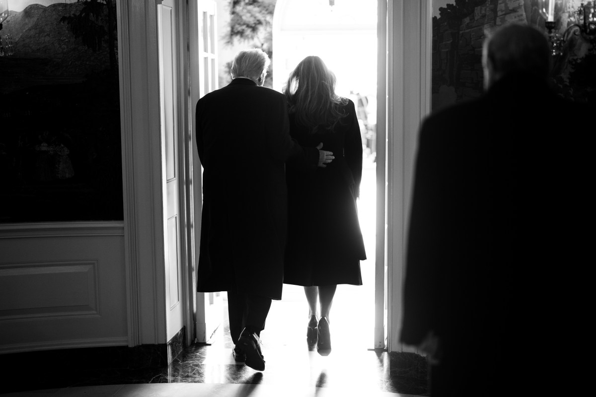 President Donald J. Trump, First Lady Melania Trump and Viktor Knavs exit the Diplomatic Reception Room, Jan. 21, 2025. (Official White House Photo by Andrea Hanks)