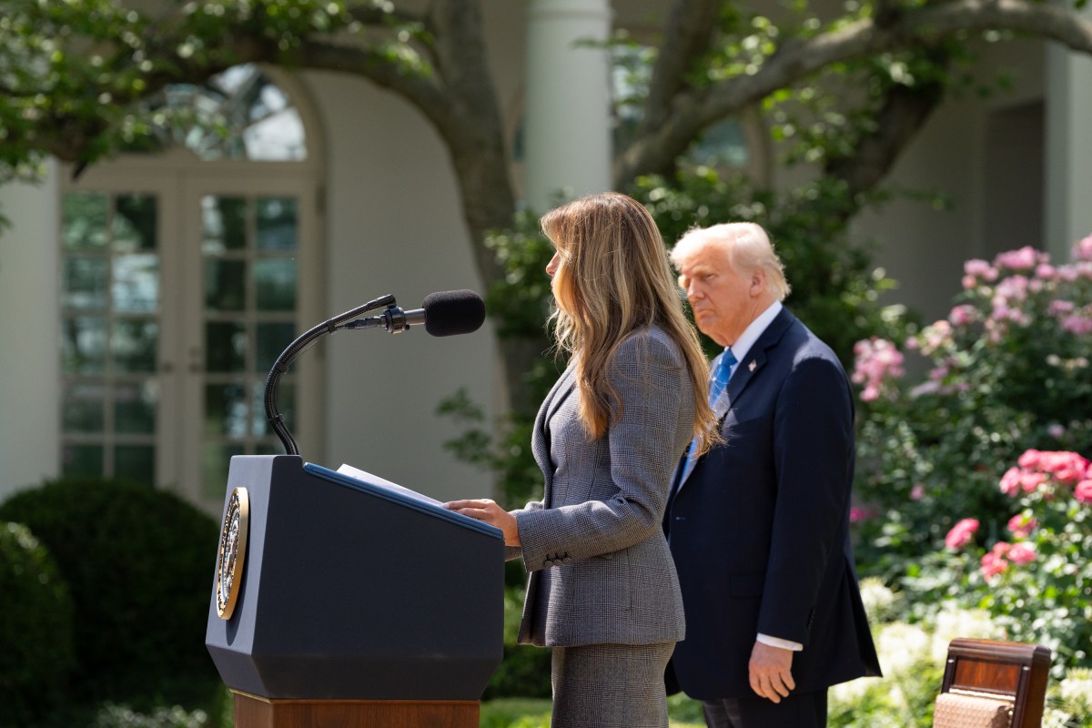 President Donald Trump and First Lady Melania Trump participate in a bill signing ceremony for the Take it Down Act, Monday, May 19, 2025, in the White House Rose Garden. (Official White House Photo by Andrea Hanks)