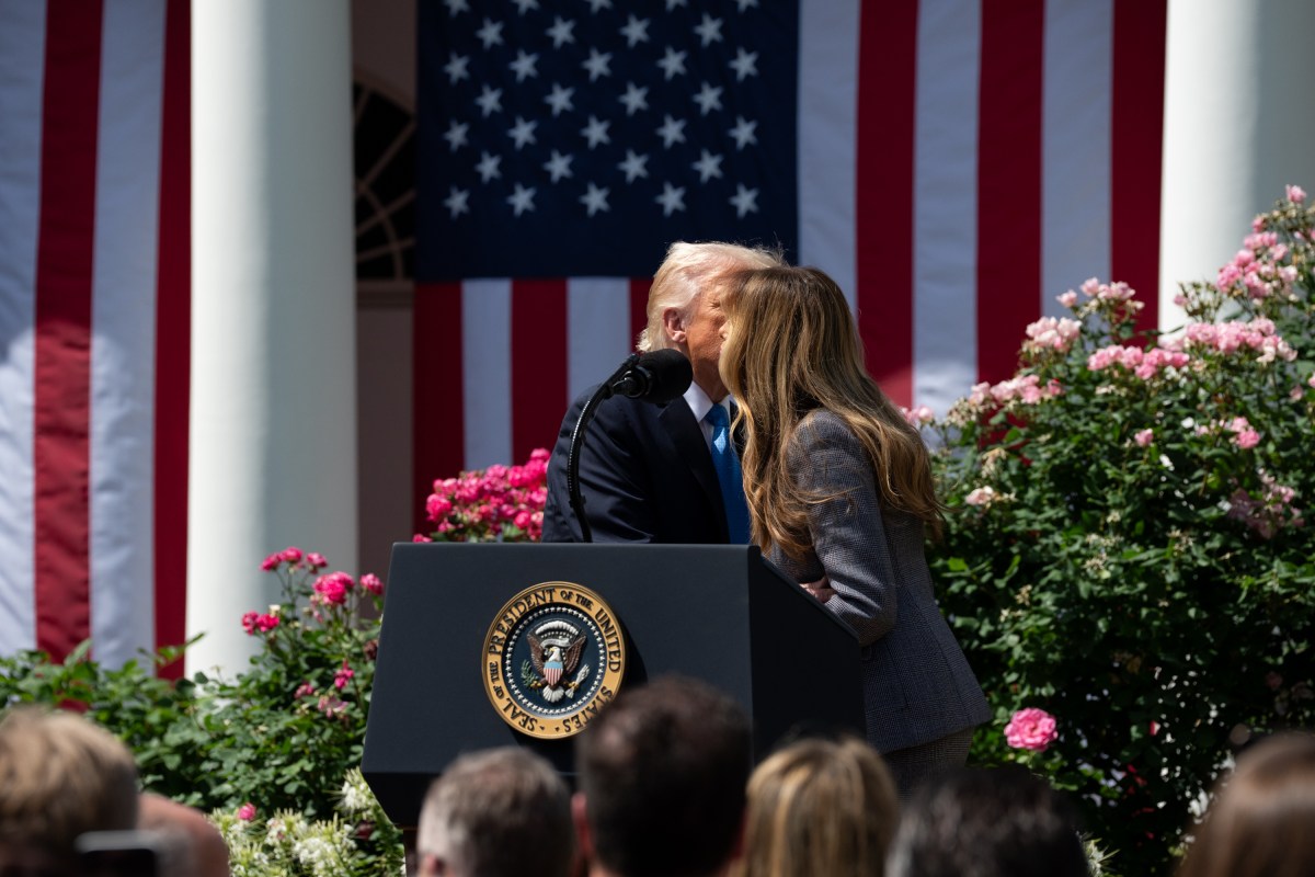President Donald Trump and First Lady Melania Trump participate in a bill signing ceremony for the Take it Down Act, Monday, May 19, 2025, in the White House Rose Garden. (Official White House Photo by Andrea Hanks)