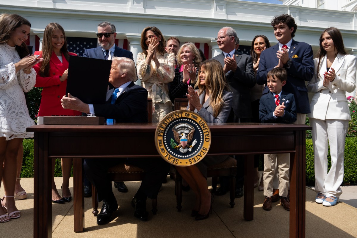 President Donald Trump and First Lady Melania Trump participate in a bill signing ceremony for the Take it Down Act, Monday, May 19, 2025, in the White House Rose Garden. (Official White House Photo by Andrea Hanks)