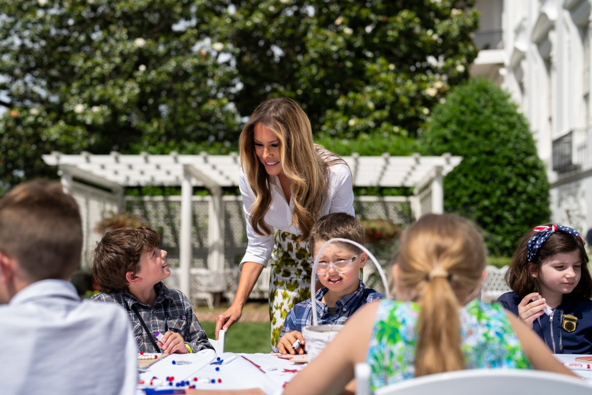 First Lady Melania Trump greets parents and children participating in Take Our Sons and Daughters to Work Day, Tuesday, May 20, 2025, on the South Lawn of the White House. (Official White House Photo by Andrea Hanks)