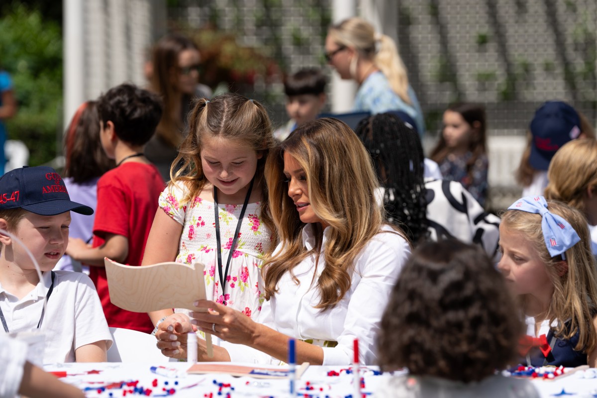 First Lady Melania Trump greets parents and children participating in Take Our Sons and Daughters to Work Day, Tuesday, May 20, 2025, on the South Lawn of the White House. (Official White House Photo by Andrea Hanks)