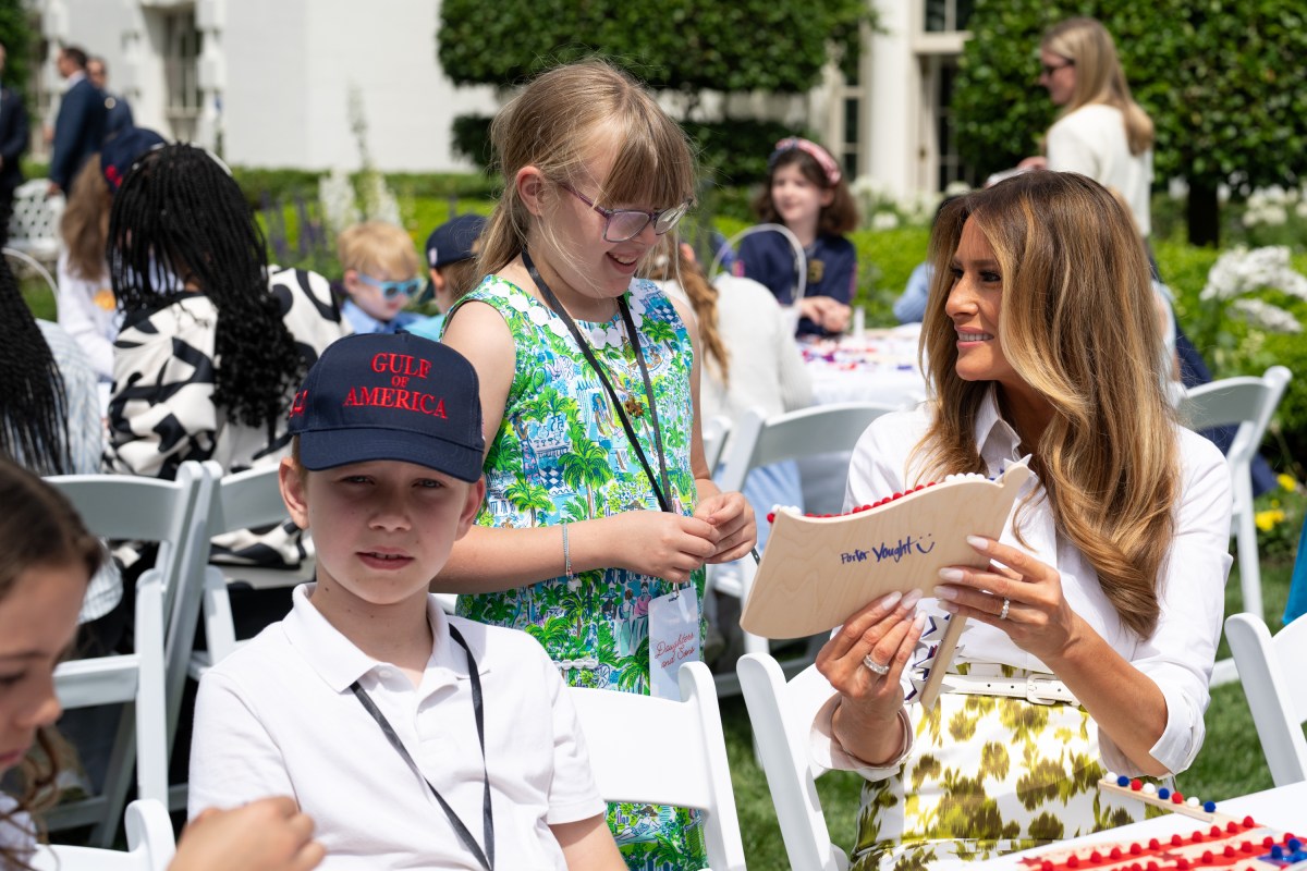 First Lady Melania Trump greets parents and children participating in Take Our Sons and Daughters to Work Day, Tuesday, May 20, 2025, on the South Lawn of the White House. (Official White House Photo by Andrea Hanks)