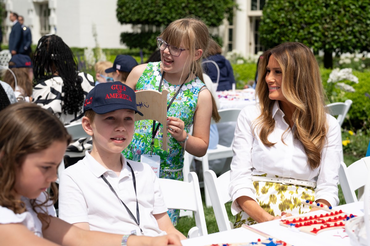 First Lady Melania Trump greets parents and children participating in Take Our Sons and Daughters to Work Day, Tuesday, May 20, 2025, on the South Lawn of the White House. (Official White House Photo by Andrea Hanks)