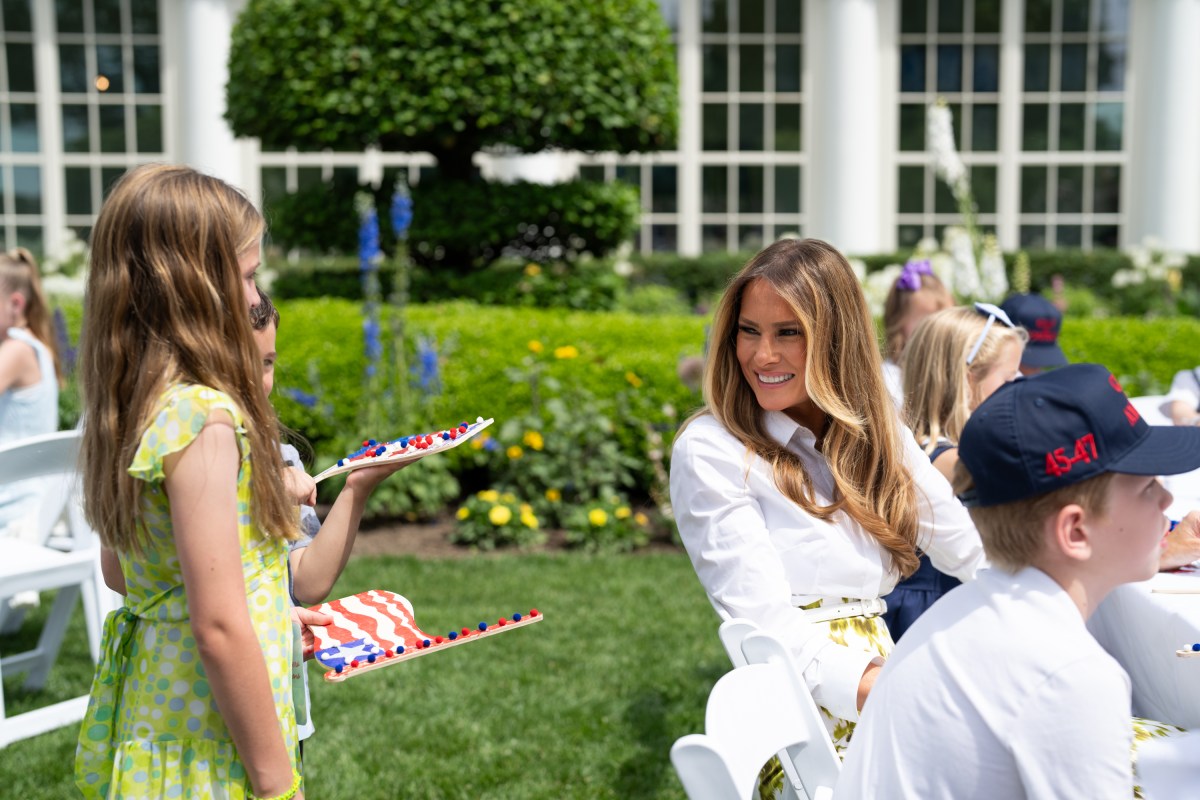 First Lady Melania Trump greets parents and children participating in Take Our Sons and Daughters to Work Day, Tuesday, May 20, 2025, on the South Lawn of the White House. (Official White House Photo by Andrea Hanks)