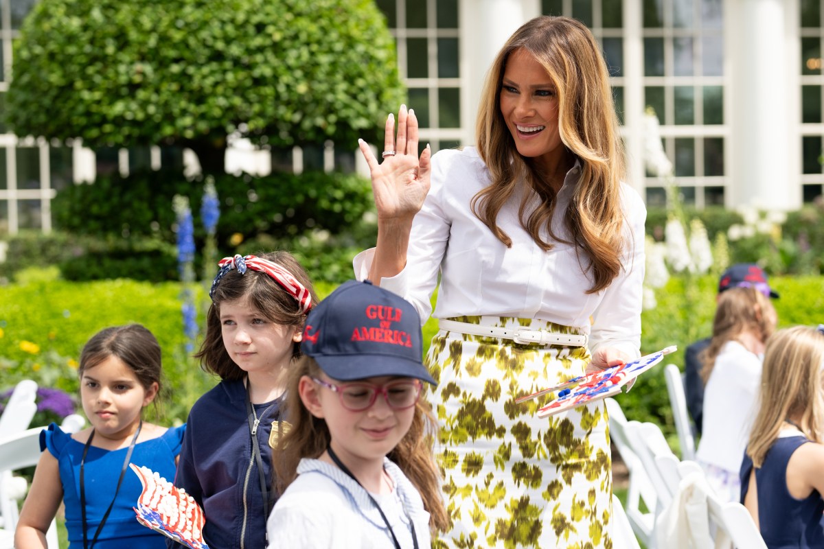 First Lady Melania Trump greets parents and children participating in Take Our Sons and Daughters to Work Day, Tuesday, May 20, 2025, on the South Lawn of the White House. (Official White House Photo by Andrea Hanks)