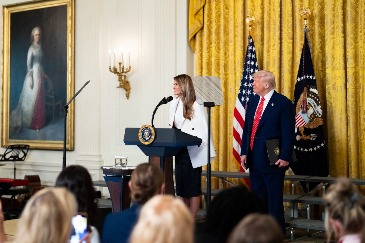 First Lady Melania Trump and President Donald Trump host a Celebration for Military Mothers event in the East Room, Thursday, May 8, 2025, at the White House.(Official White House Photo by Andrea Hanks)
