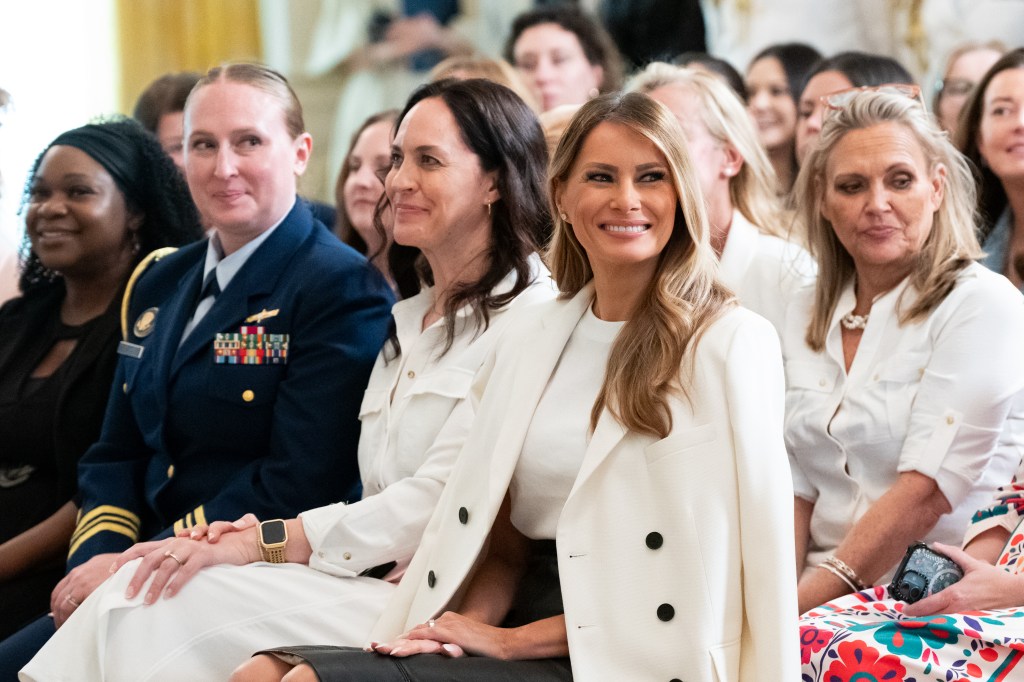 First Lady Melania Trump and President Donald Trump host a Celebration for Military Mothers event in the East Room, Thursday, May 8, 2025, at the White House. (Official White House Photo by Andrea Hanks)