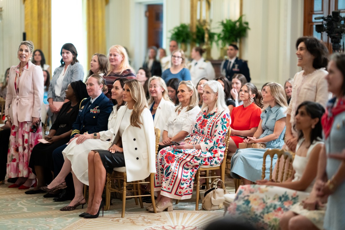First Lady Melania Trump and President Donald Trump host a Celebration for Military Mothers event in the East Room, Thursday, May 8, 2025, at the White House. (Official White House Photo by Andrea Hanks)