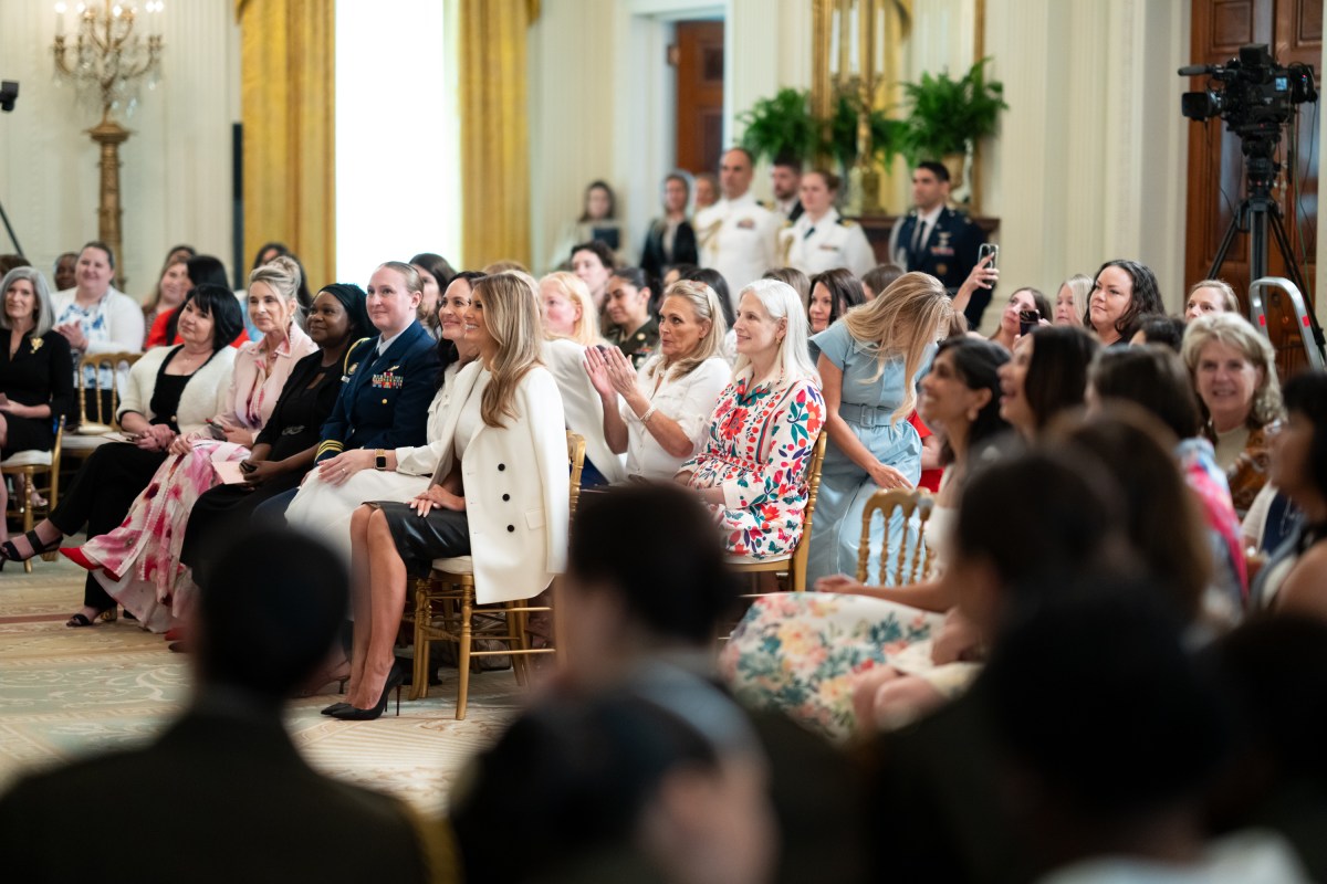 First Lady Melania Trump and President Donald Trump host a Celebration for Military Mothers event in the East Room, Thursday, May 8, 2025, at the White House.(Official White House Photo by Andrea Hanks)