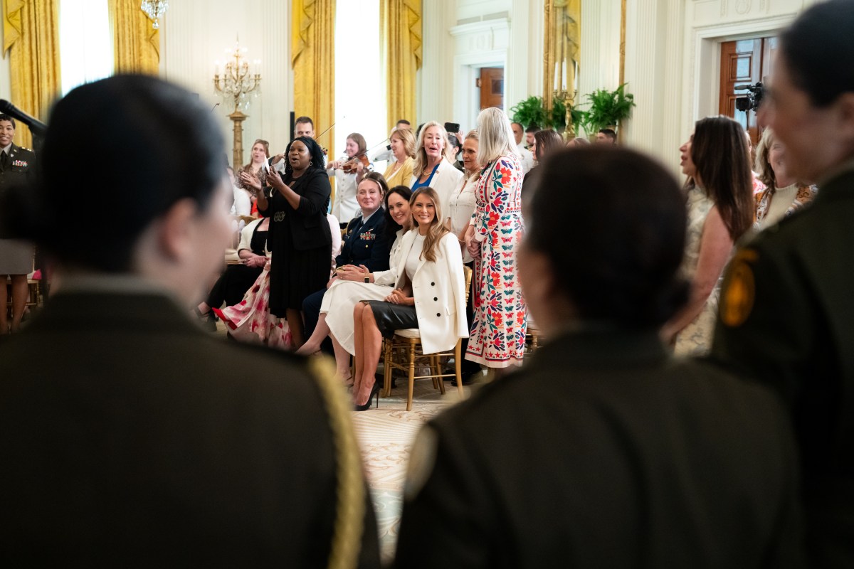 First Lady Melania Trump and President Donald Trump host a Celebration for Military Mothers event in the East Room, Thursday, May 8, 2025, at the White House.(Official White House Photo by Andrea Hanks)