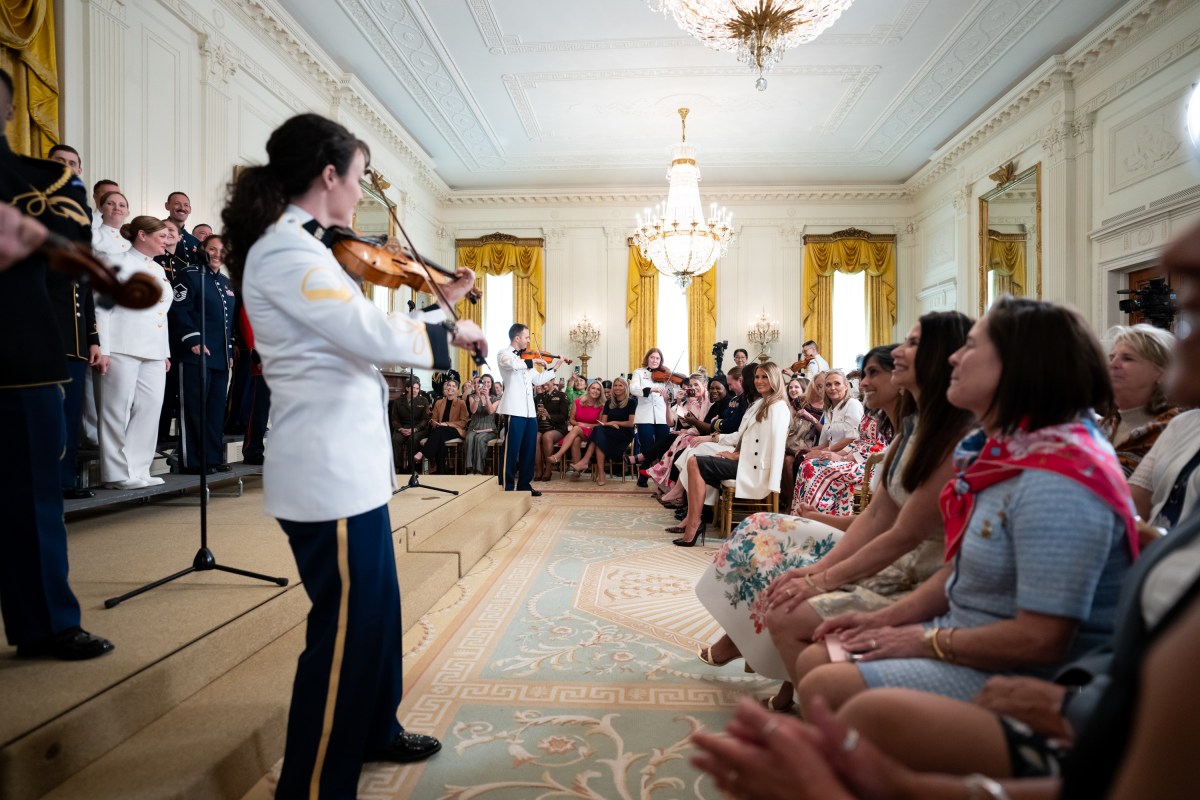 First Lady Melania Trump and President Donald Trump host a Celebration for Military Mothers event in the East Room, Thursday, May 8, 2025, at the White House.(Official White House Photo by Andrea Hanks)