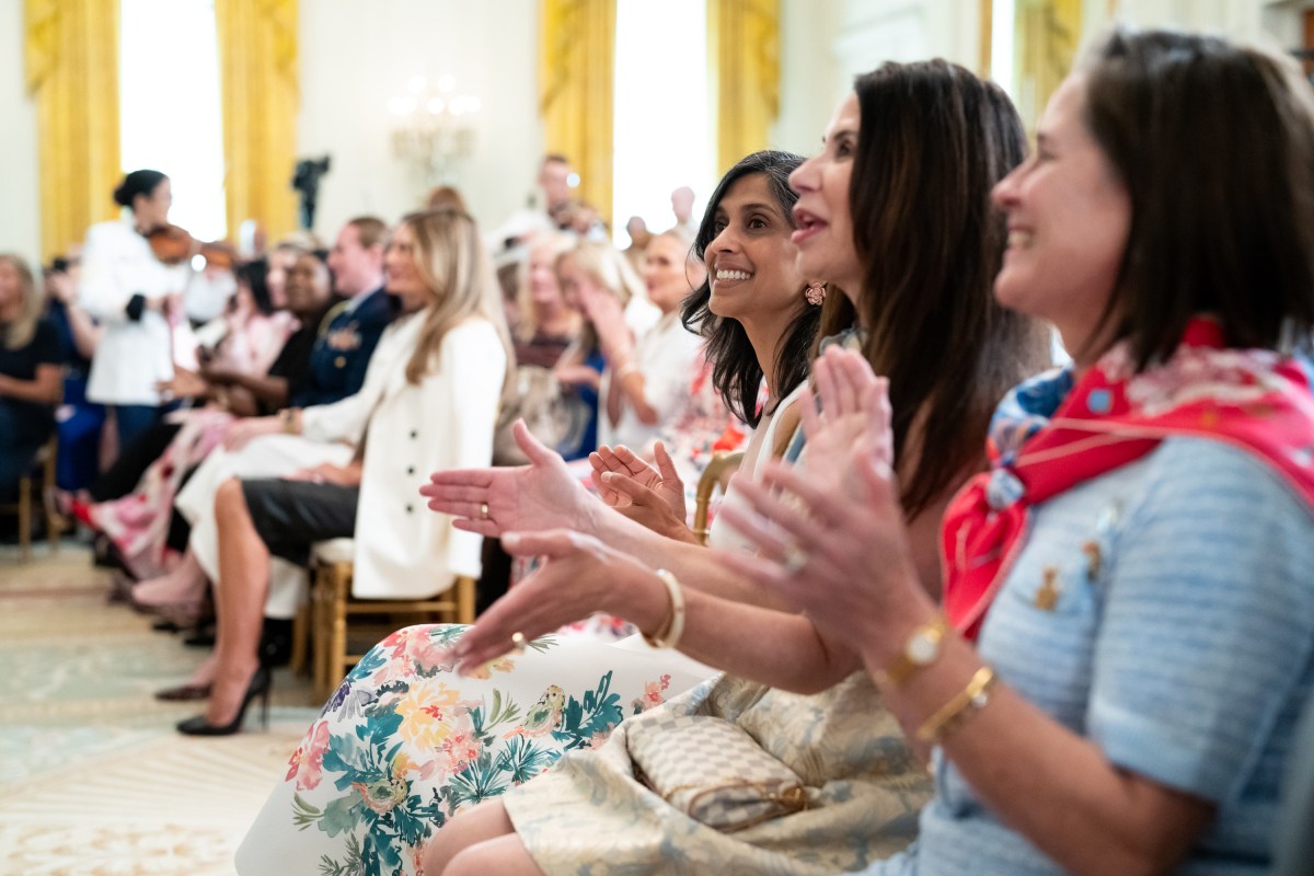 First Lady Melania Trump and President Donald Trump host a Celebration for Military Mothers event in the East Room, Thursday, May 8, 2025, at the White House.(Official White House Photo by Andrea Hanks)
