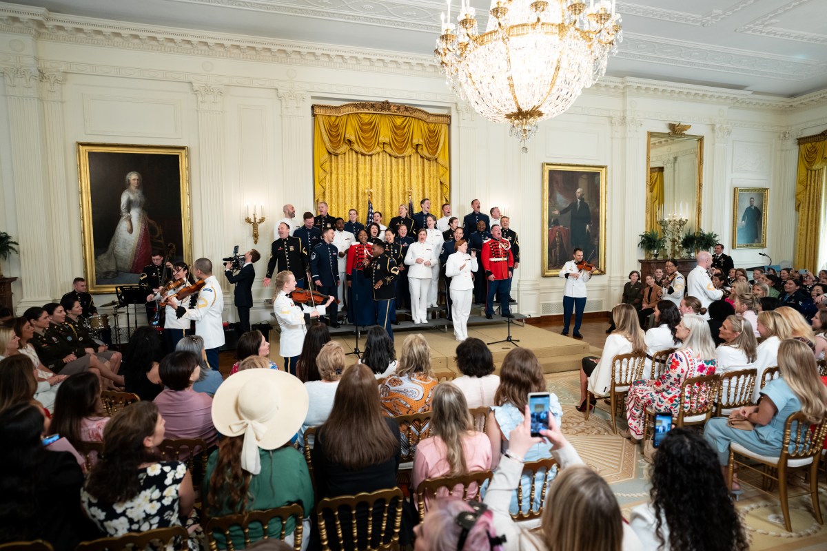First Lady Melania Trump and President Donald Trump host a Celebration for Military Mothers event in the East Room, Thursday, May 8, 2025, at the White House.(Official White House Photo by Andrea Hanks)