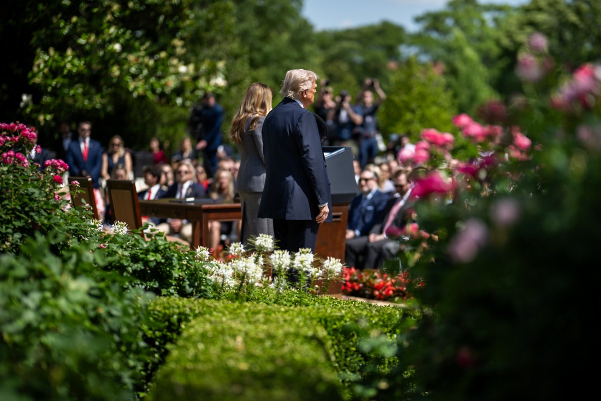 First Lady Melania Trump delivers remarks at a bill signing ceremony for the Take it Down Act, Monday, May 19, 2025, in the White House Rose Garden. (Official White House Photo by Daniel Torok)