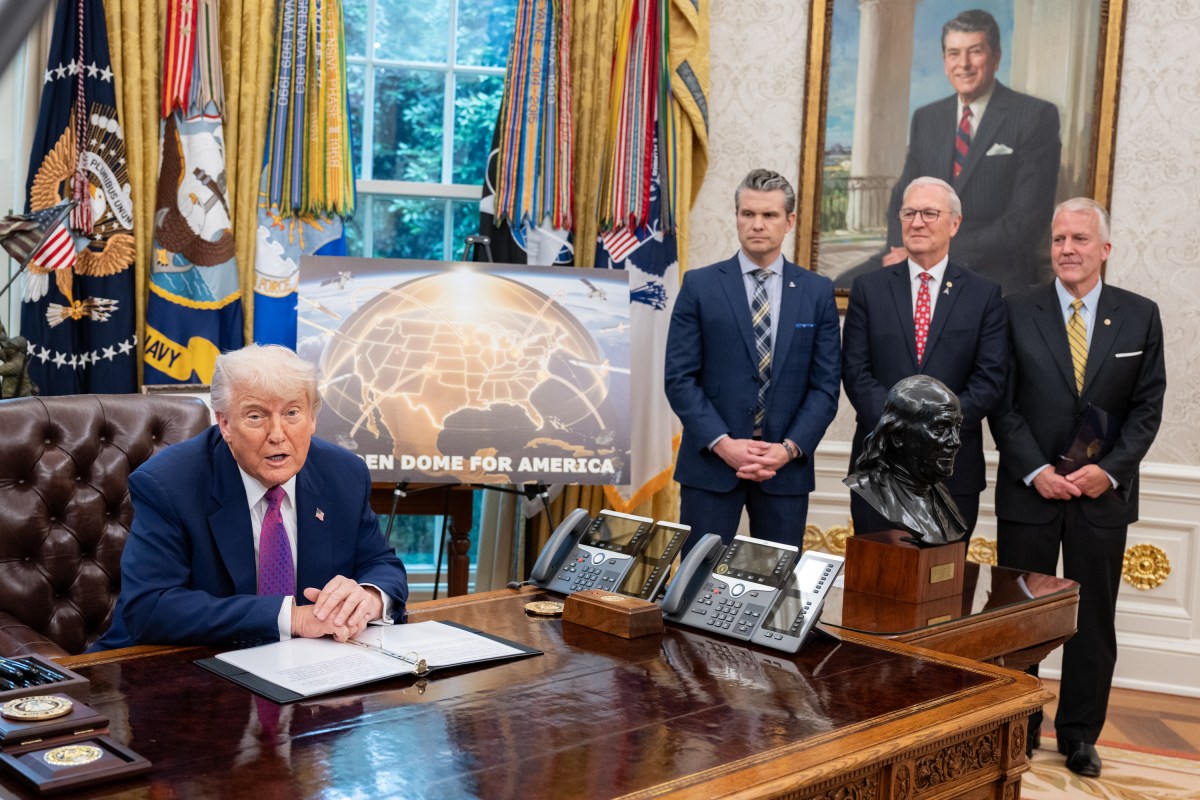 President Donald Trump announces the Golden Dome missile defense system, Tuesday, May 20, 2025, in the Oval Office. (Official White House Photo by Joyce N. Boghosian)
