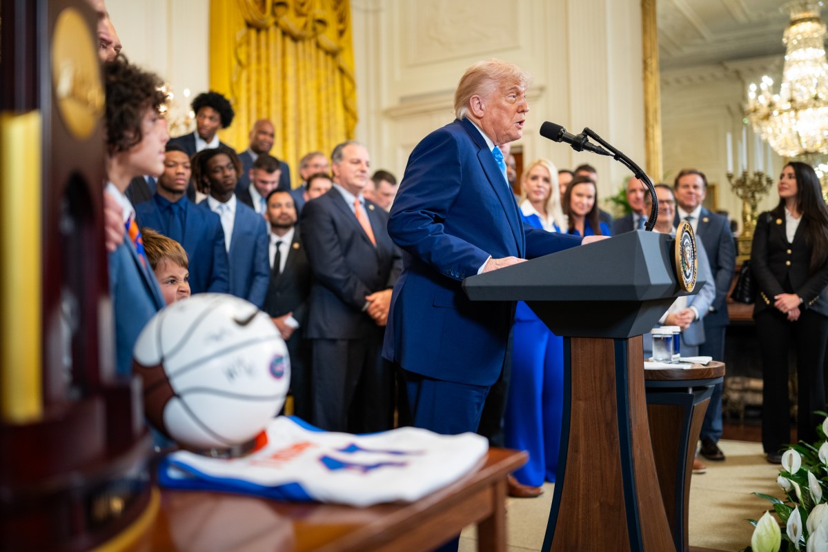 President Donald Trump attends an event celebrating the 2025 NCAA Division 1 Men’s Basketball Champion Florida Gators, Wednesday, May 21, 2025, in the East Room of the White House. (Official White House Photo by Daniel Torok)