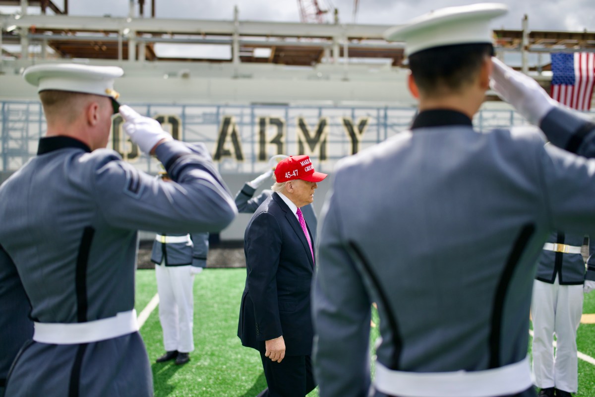 President Donald Trump arrives at Michie Stadium at West Point Military Academy, Saturday, May 24, 2025, to attend the commencement ceremony for the class of 2025. (Official White House Photo by Daniel Torok)