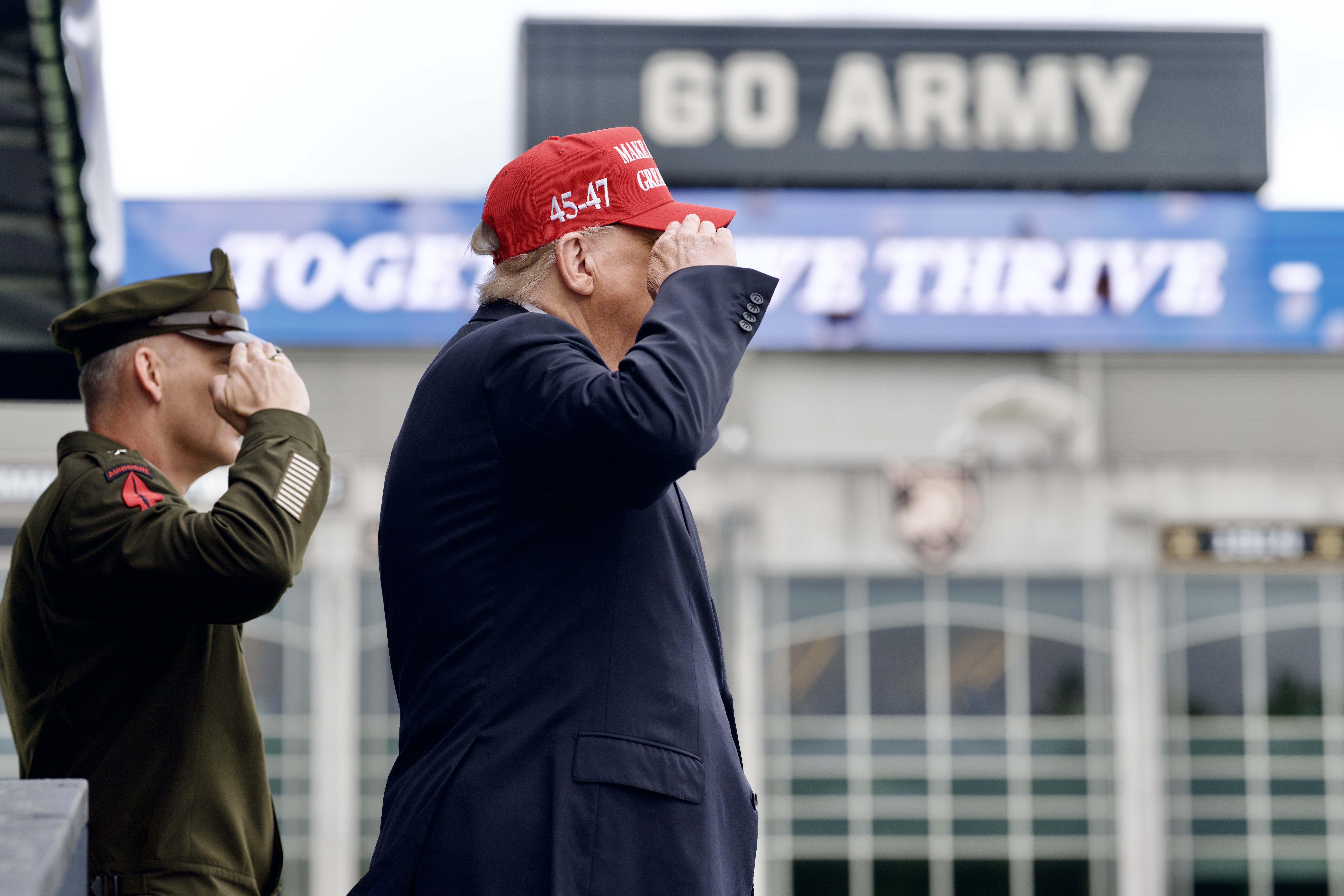 President Donald Trump delivers remarks at the 2025 U.S. Military Academy commencement at Michie Stadium, Saturday, May 24, 2025, in West Point, New York. (Official White House Photo by Daniel Torok)