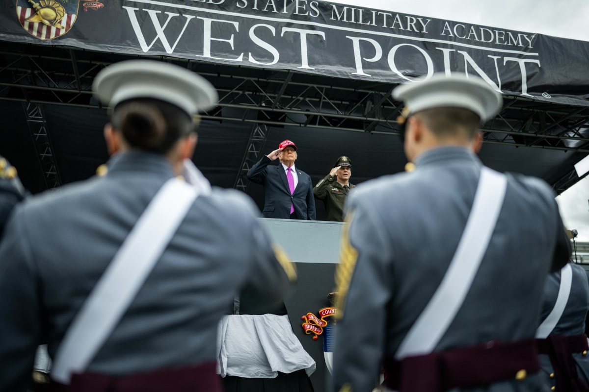President Donald Trump delivers remarks at the 2025 U.S. Military Academy commencement at Michie Stadium, Saturday, May 24, 2025, in West Point, New York. (Official White House Photo by Daniel Torok)
