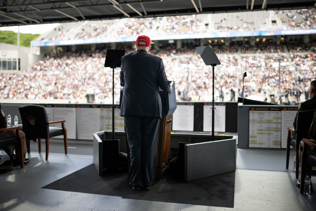 President Donald Trump delivers remarks at the 2025 U.S. Military Academy commencement at Michie Stadium, Saturday, May 24, 2025, in West Point, New York. (Official White House Photo by Daniel Torok)