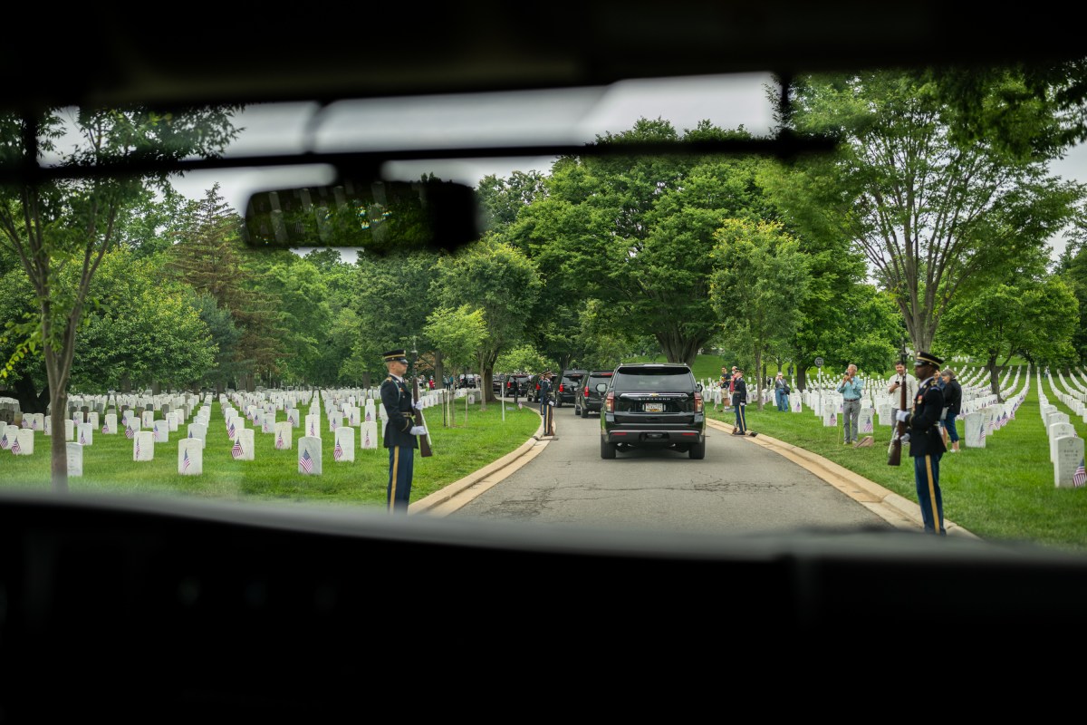 President Donald Trump arrives at Arlington National Cemetery on Memorial Day, Monday, May 26, 2025, in Arlington, Virginia. (Official White House Photo by Daniel Torok)