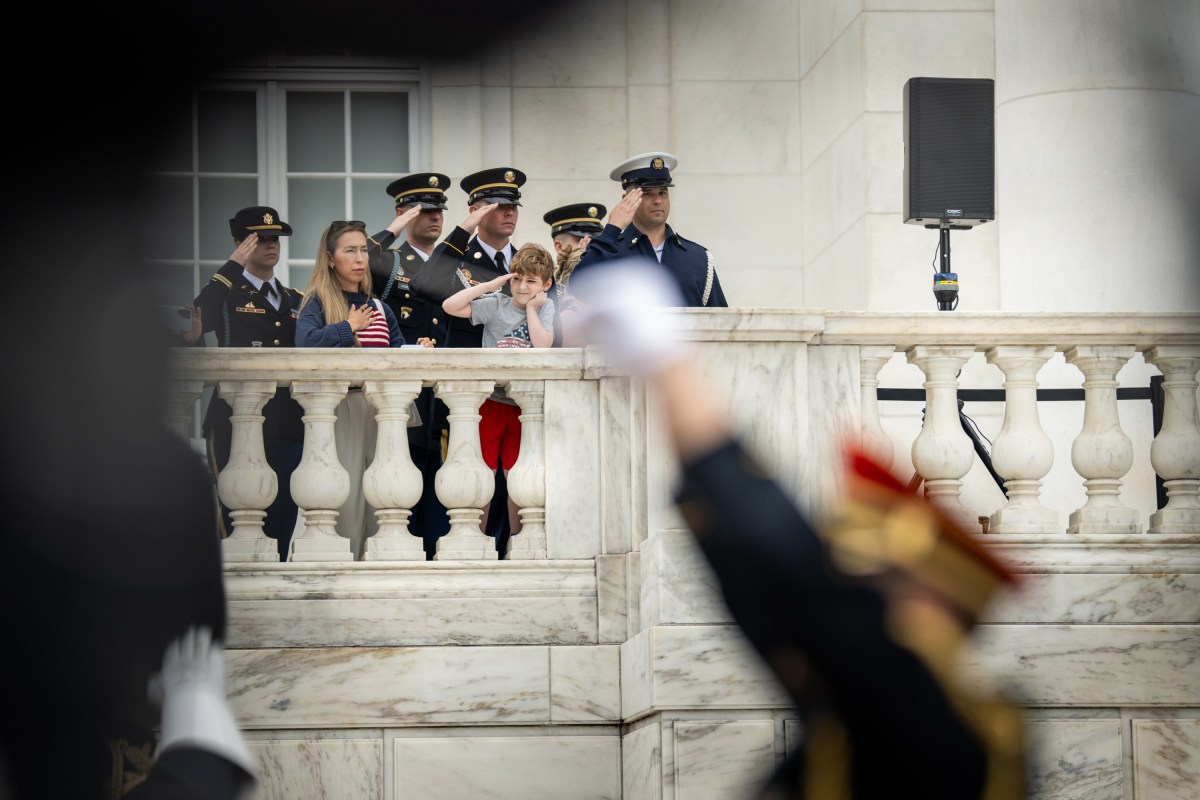 Scenes during the Memorial Day ceremony at Arlington National Cemetery Amphitheater, Monday, May 26, 2025, in Arlington, Virginia. (Official White House Photo by Daniel Torok)