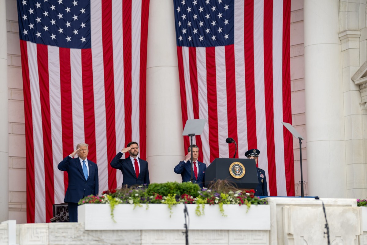 President Donald Trump participates in a Memorial Day ceremony at Arlington National Cemetery Amphitheater, Monday, May 26, 2025, in Arlington, Virginia. (Official White House Photo by Daniel Torok)
