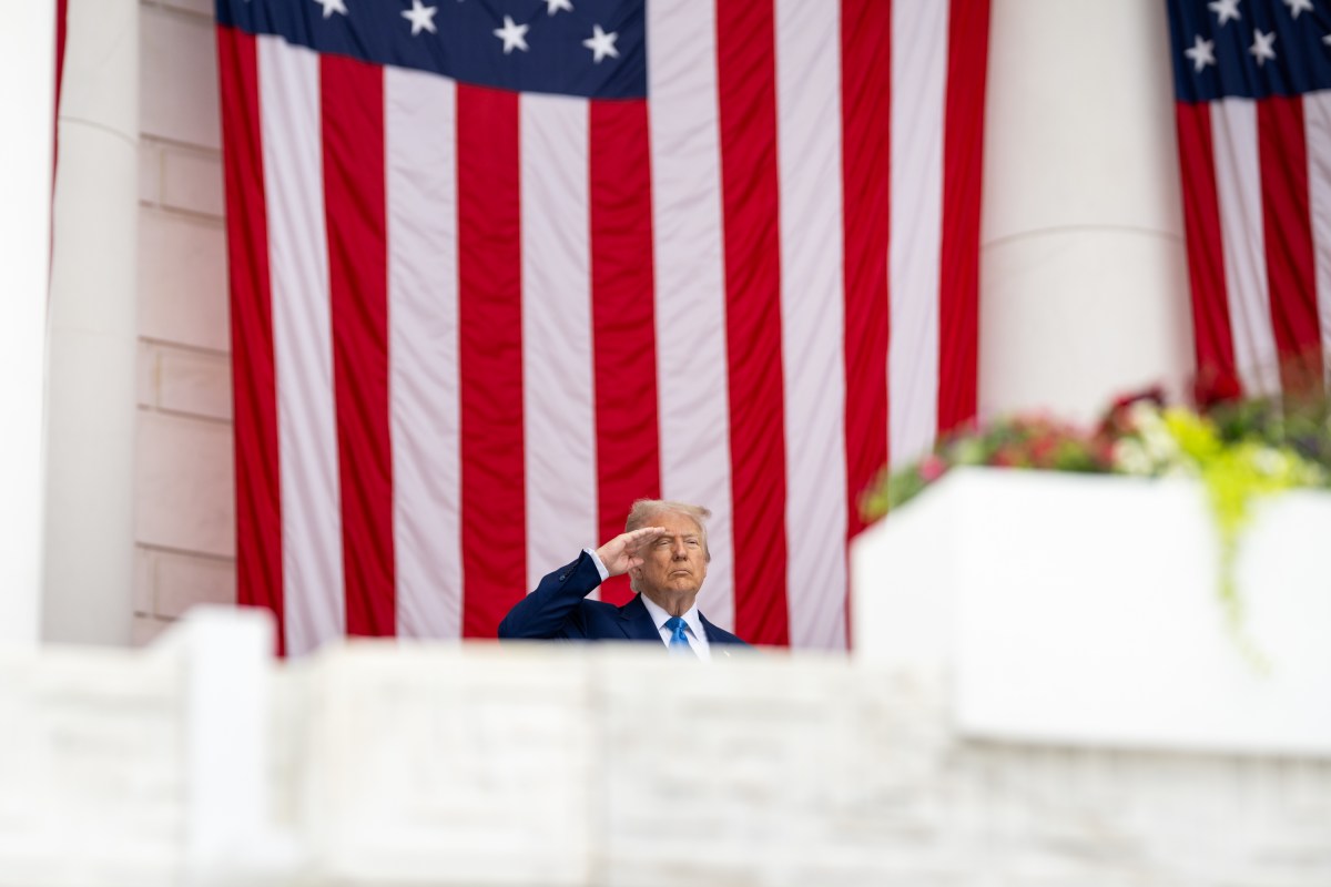 President Donald Trump participates in a Memorial Day ceremony at Arlington National Cemetery Amphitheater, Monday, May 26, 2025, in Arlington, Virginia. (Official White House Photo by Daniel Torok)