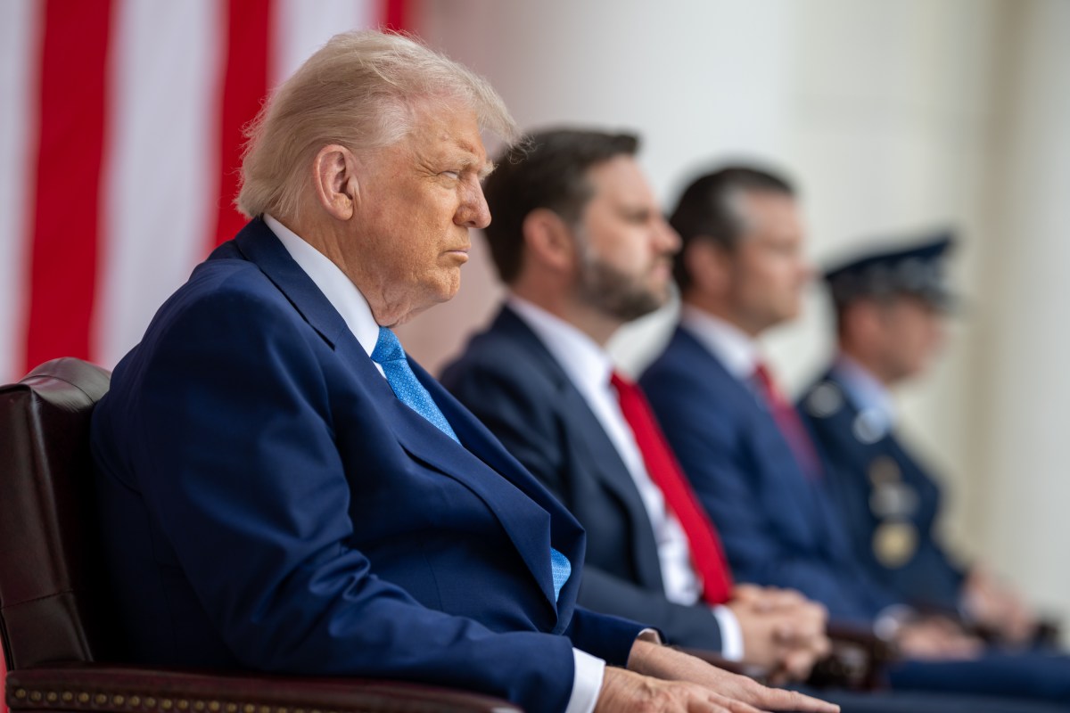 President Donald Trump participates in a Memorial Day ceremony at Arlington National Cemetery Amphitheater, Monday, May 26, 2025, in Arlington, Virginia. (Official White House Photo by Daniel Torok)