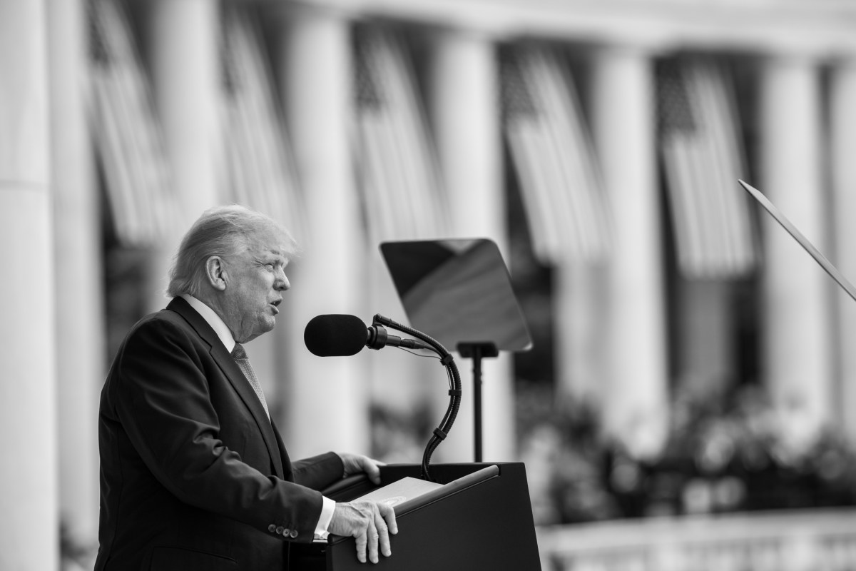 President Donald Trump delivers remarks during a Memorial Day ceremony at Arlington National Cemetery Amphitheater, Monday, May 26, 2025, in Arlington, Virginia. (Official White House Photo by Daniel Torok)