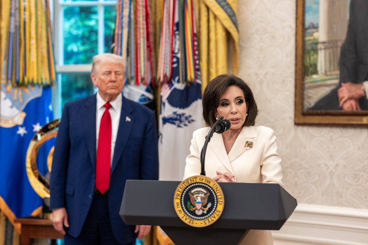 Interim U.S. Attorney for the District of Columbia Jeanine Pirro gives remarks after her swearing-in ceremony, Wednesday, May 28, 2025, in the Oval Office. (Official White House Photo by Joyce N. Boghosian)