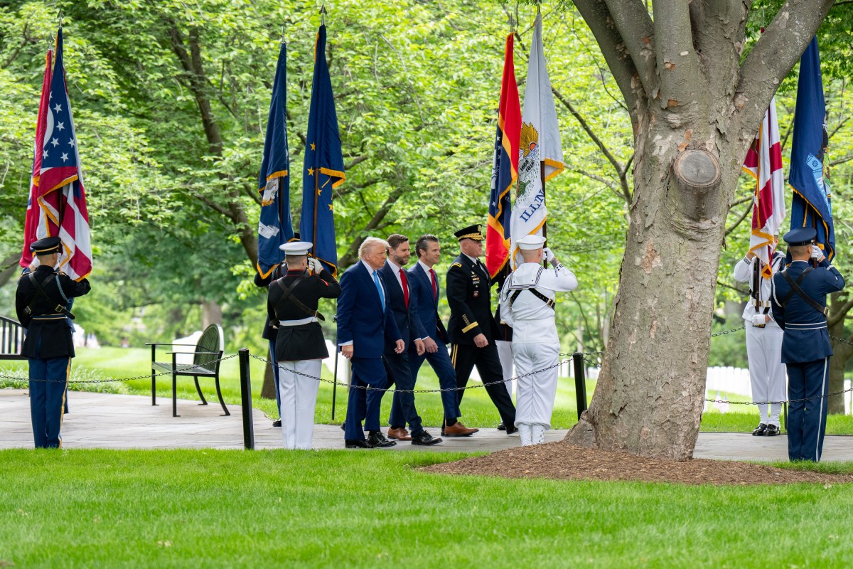 President Donald Trump and Vice President JD Vance participate in a wreath-laying ceremony at the Tomb of the Unknown Soldier on Memorial Day, Monday, May 26, 2026, at Arlington National Cemetery in Arlington, Virginia. (Official White House Photo by Emily J. Higgins)