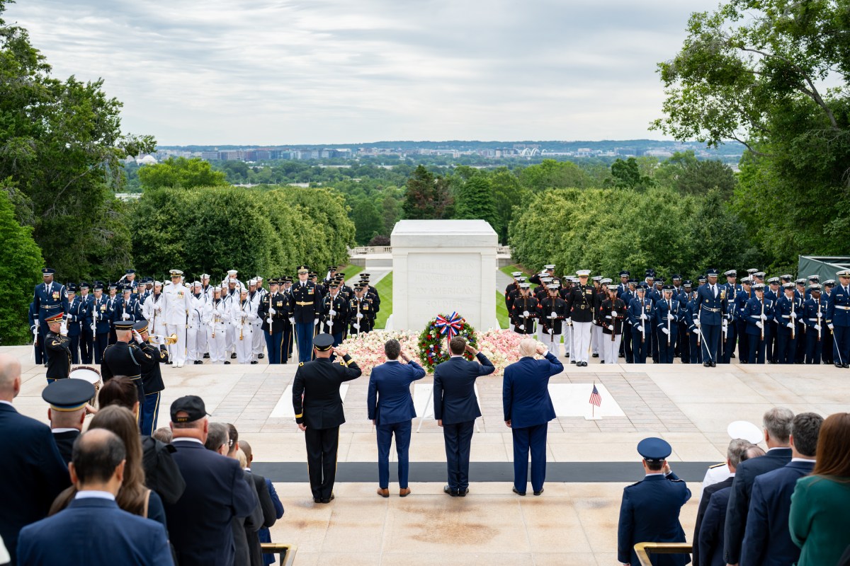 President Donald Trump and Vice President JD Vance participate in a wreath-laying ceremony at the Tomb of the Unknown Soldier on Memorial Day, Monday, May 26, 2026, at Arlington National Cemetery in Arlington, Virginia. (Official White House Photo by Emily J. Higgins)