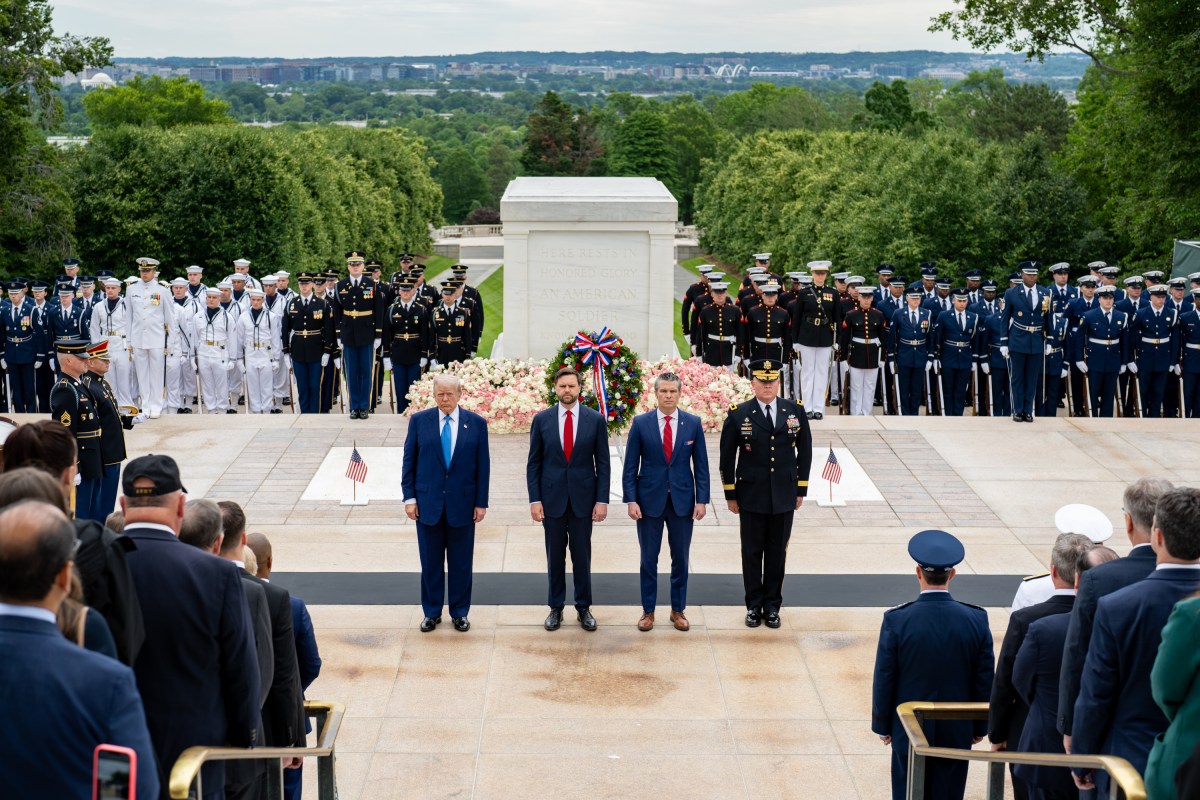 President Donald Trump and Vice President JD Vance participate in a wreath-laying ceremony at the Tomb of the Unknown Soldier on Memorial Day, Monday, May 26, 2026, at Arlington National Cemetery in Arlington, Virginia. (Official White House Photo by Emily J. Higgins)