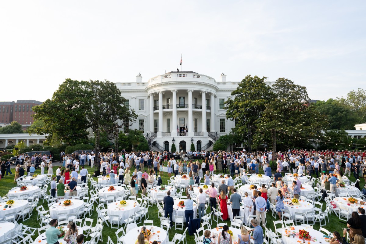 President Donald Trump delivers remarks from the Blue Room Balcony at the Congressional Picnic, Thursday, June 12, 2025, on the South Lawn of the White House.(Official White House Photo by Andrea Hanks)