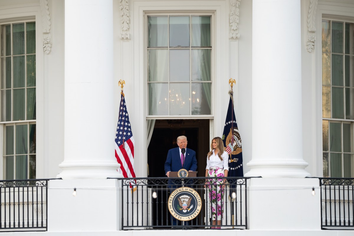 President Donald Trump delivers remarks from the Blue Room Balcony at the Congressional Picnic, Thursday, June 12, 2025, on the South Lawn of the White House.(Official White House Photo by Andrea Hanks)