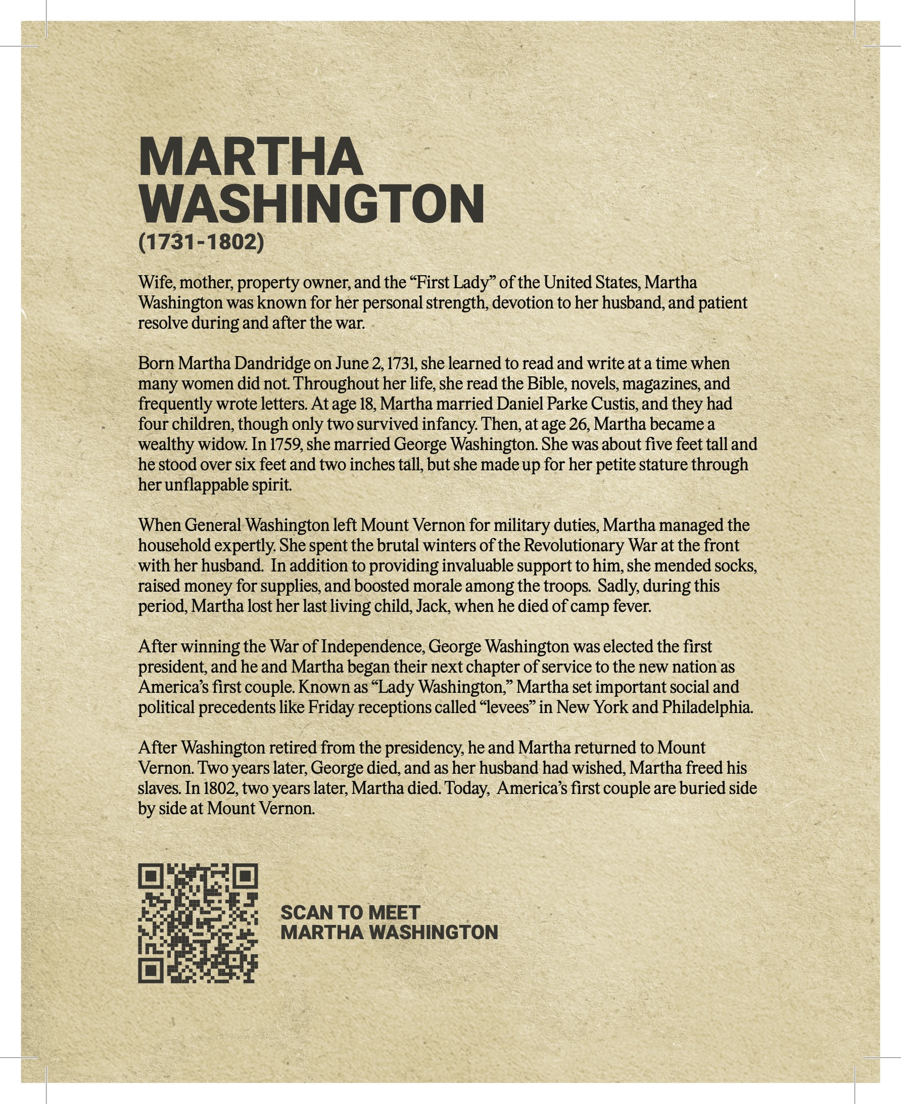Martha Washington BioCard