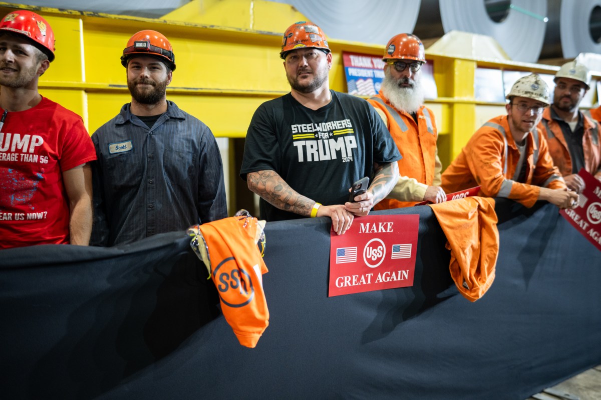 Crowds gathered to listen to President Donald Trump deliver remarks on a partnership deal with U.S. Steel and Nippon Steel at the U.S. Steel Corporation-Irvin Works in West Mifflin, Pennsylvania, Friday, May 30, 2025.(Official White House Photo by Daniel Torok)