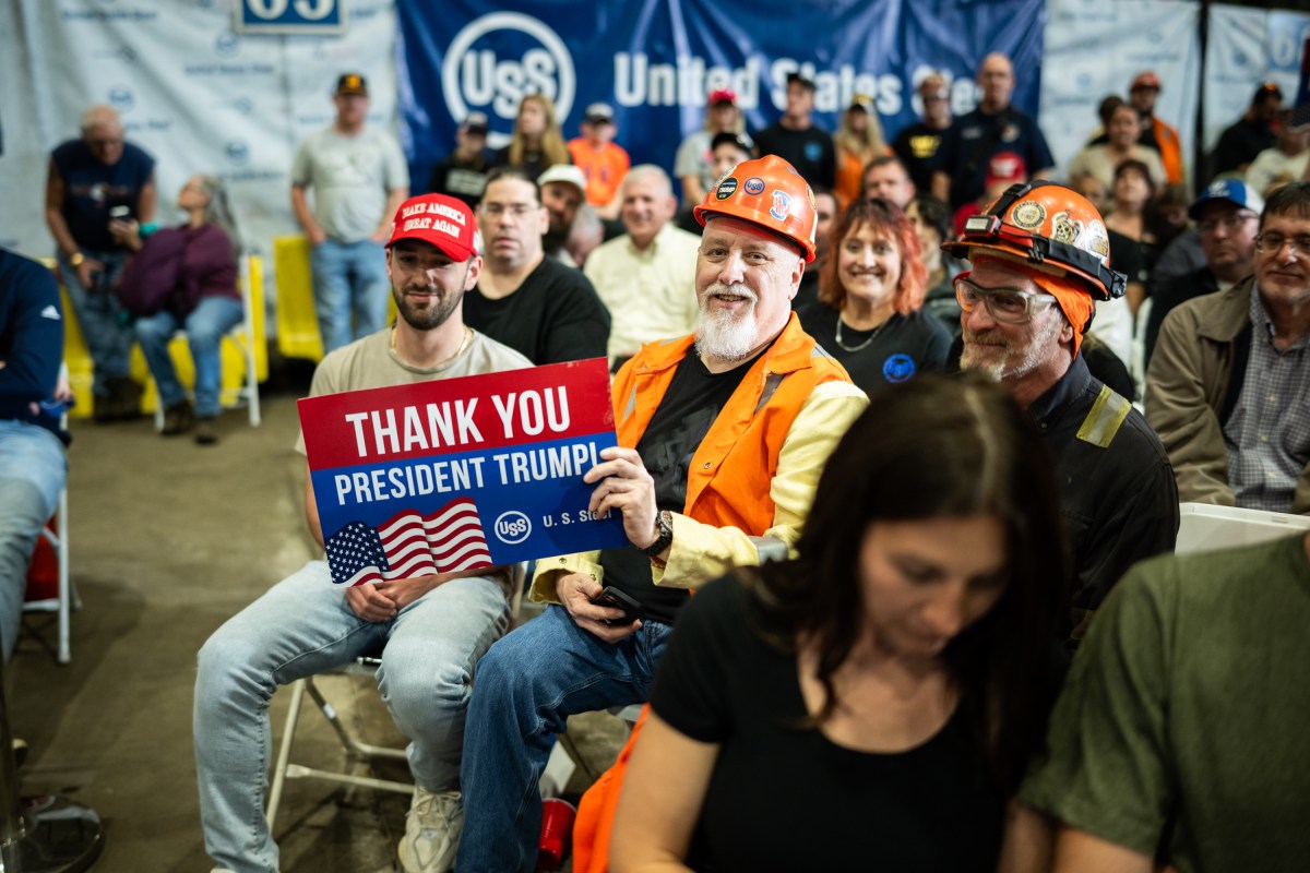 Crowds gathered to listen to President Donald Trump deliver remarks on a partnership deal with U.S. Steel and Nippon Steel at the U.S. Steel Corporation-Irvin Works in West Mifflin, Pennsylvania, Friday, May 30, 2025.(Official White House Photo by Daniel Torok)