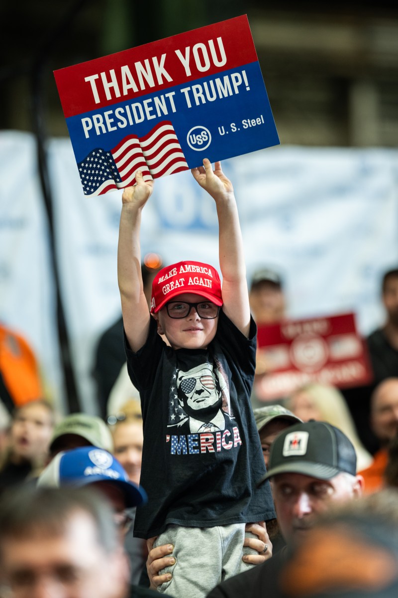 Crowds gathered to listen to President Donald Trump deliver remarks on a partnership deal with U.S. Steel and Nippon Steel at the U.S. Steel Corporation-Irvin Works in West Mifflin, Pennsylvania, Friday, May 30, 2025.(Official White House Photo by Daniel Torok)