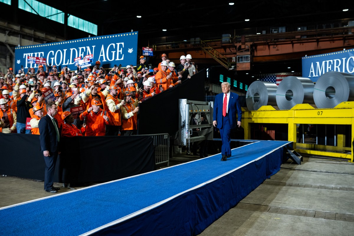 President Donald Trump delivers remarks on a partnership deal with U.S. Steel and Nippon Steel at the U.S. Steel Corporation-Irvin Works in West Mifflin, Pennsylvania, Friday, May 30, 2025. (Official White House Photo by Daniel Torok)