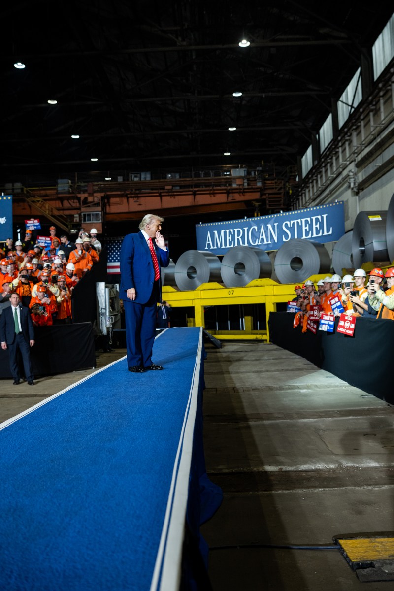 President Donald Trump delivers remarks on a partnership deal with U.S. Steel and Nippon Steel at the U.S. Steel Corporation-Irvin Works in West Mifflin, Pennsylvania, Friday, May 30, 2025. (Official White House Photo by Daniel Torok)