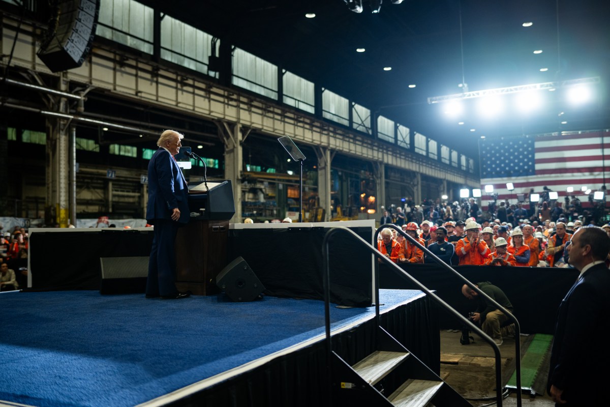 President Donald Trump delivers remarks on a partnership deal with U.S. Steel and Nippon Steel at the U.S. Steel Corporation-Irvin Works in West Mifflin, Pennsylvania, Friday, May 30, 2025. (Official White House Photo by Daniel Torok)