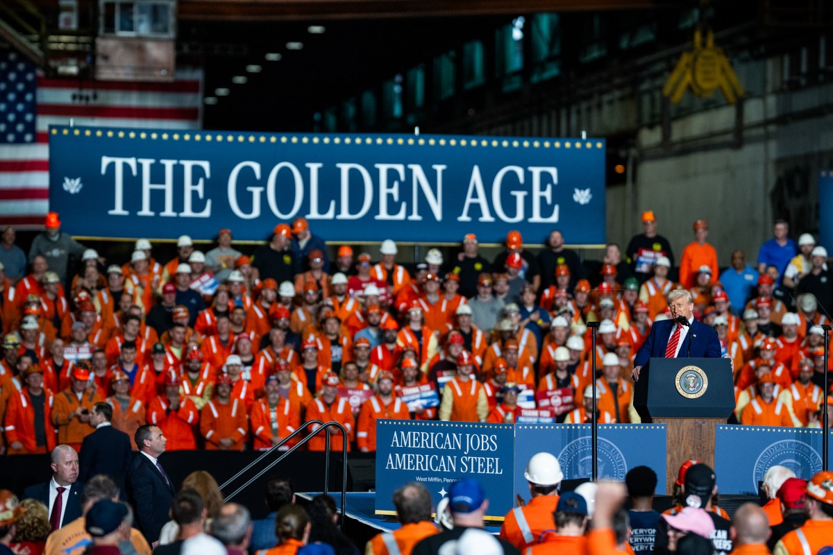 President Donald Trump delivers remarks on a partnership deal with U.S. Steel and Nippon Steel at the U.S. Steel Corporation-Irvin Works in West Mifflin, Pennsylvania, Friday, May 30, 2025. (Official White House Photo by Daniel Torok)