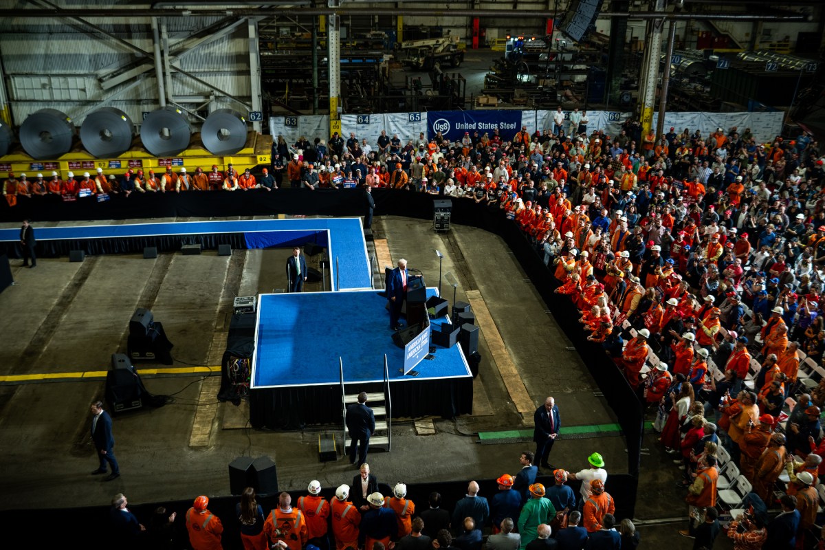 President Donald Trump delivers remarks on a partnership deal with U.S. Steel and Nippon Steel at the U.S. Steel Corporation-Irvin Works in West Mifflin, Pennsylvania, Friday, May 30, 2025. (Official White House Photo by Daniel Torok)