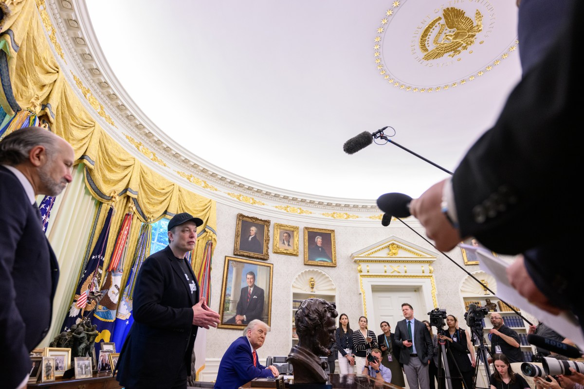 President Donald Trump participates in a press conference with departing DOGE adviser Elon Musk, Friday, May 30, 2025, in the Oval Office. (Official White House Photo by Molly Riley)