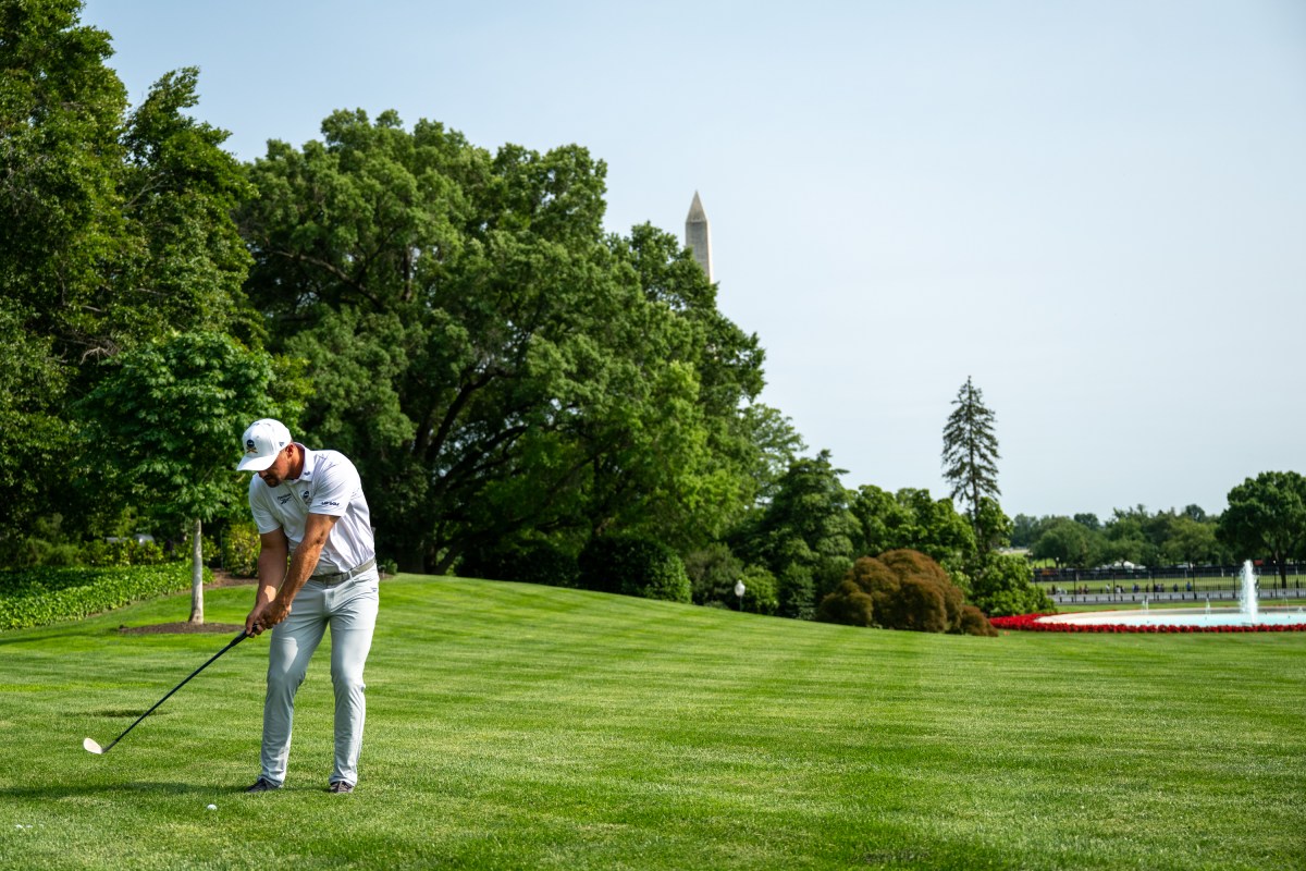 Professional golfer Bryson DeChambeau hits balls on the South Lawn of the White House, Monday, June 2, 2025. (Official White House Photo by Joyce N. Boghosian)