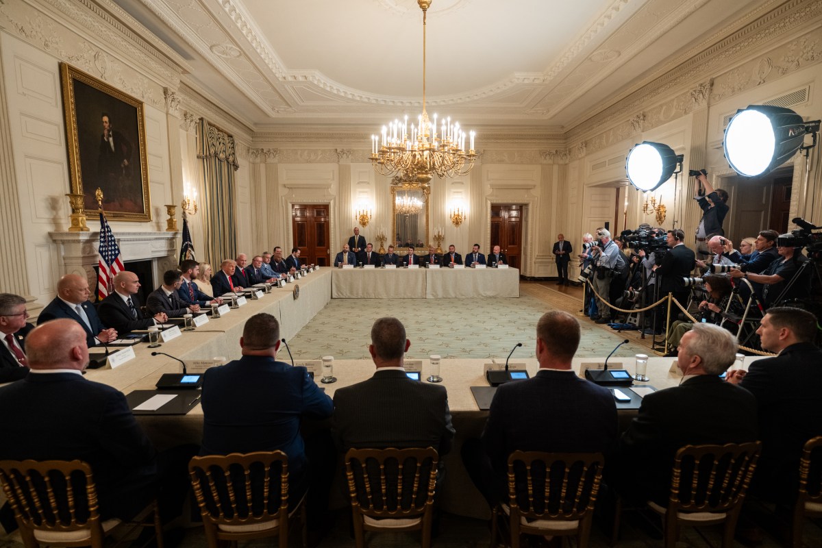 President Donald Trump delivers remarks during a roundtable discussion with the Fraternal Order of Police Executive Board, Thursday, June 5, 2025, in the State Dining Room. (Official White House Photo by Joyce N. Boghosian)
