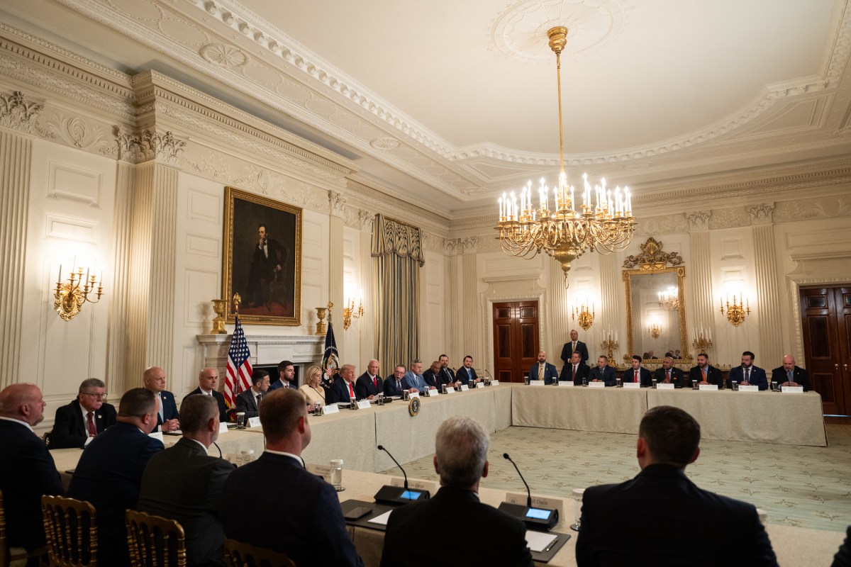 President Donald Trump delivers remarks during a roundtable discussion with the Fraternal Order of Police Executive Board, Thursday, June 5, 2025, in the State Dining Room. (Official White House Photo by Joyce N. Boghosian)